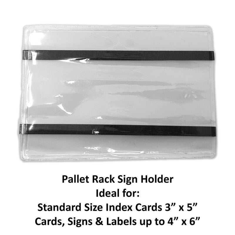 Store Fixtures Direct Pallet Rack Sign Holder Kit Clear Vinyl Pouch with Magnet for 4" H x 6" L Cards - 10 Pack - Image 4